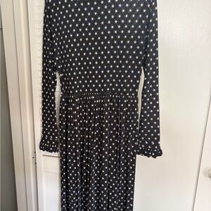 STINE GOYA Black and White Star Long Sleeve Dress
